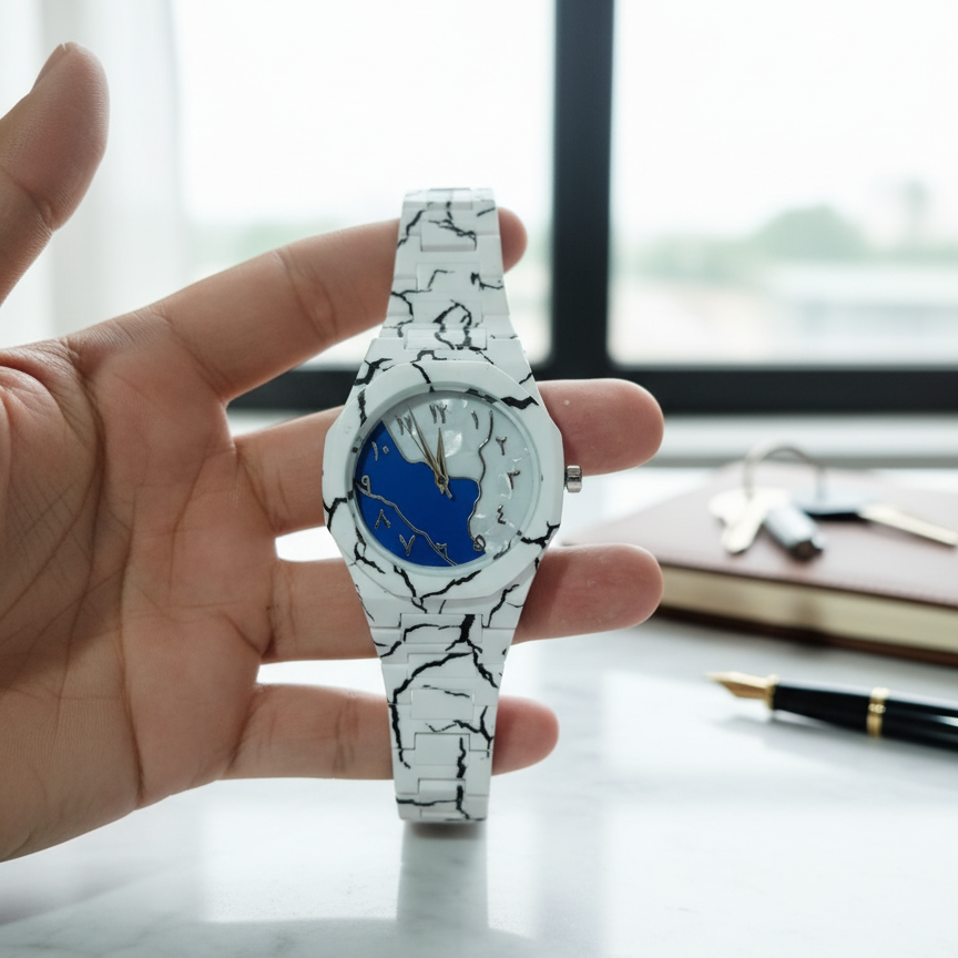 Tiger Aura Watch Stylish Design Durable Build Comfortable Strap Clear Display Perfect For Daily Wear And Special Occasions - Black and White Dial