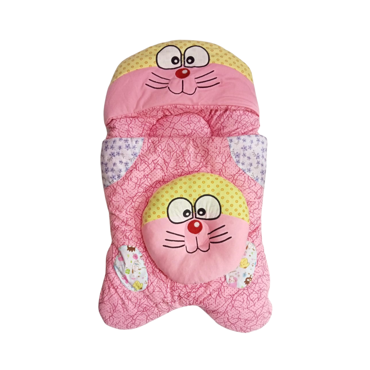 Cute Cartoon Cat Baby Sleeping Nest with Head Support Pillow