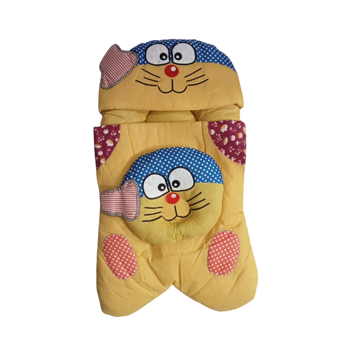 Cute Cartoon Cat Baby Sleeping Nest with Head Support Pillow