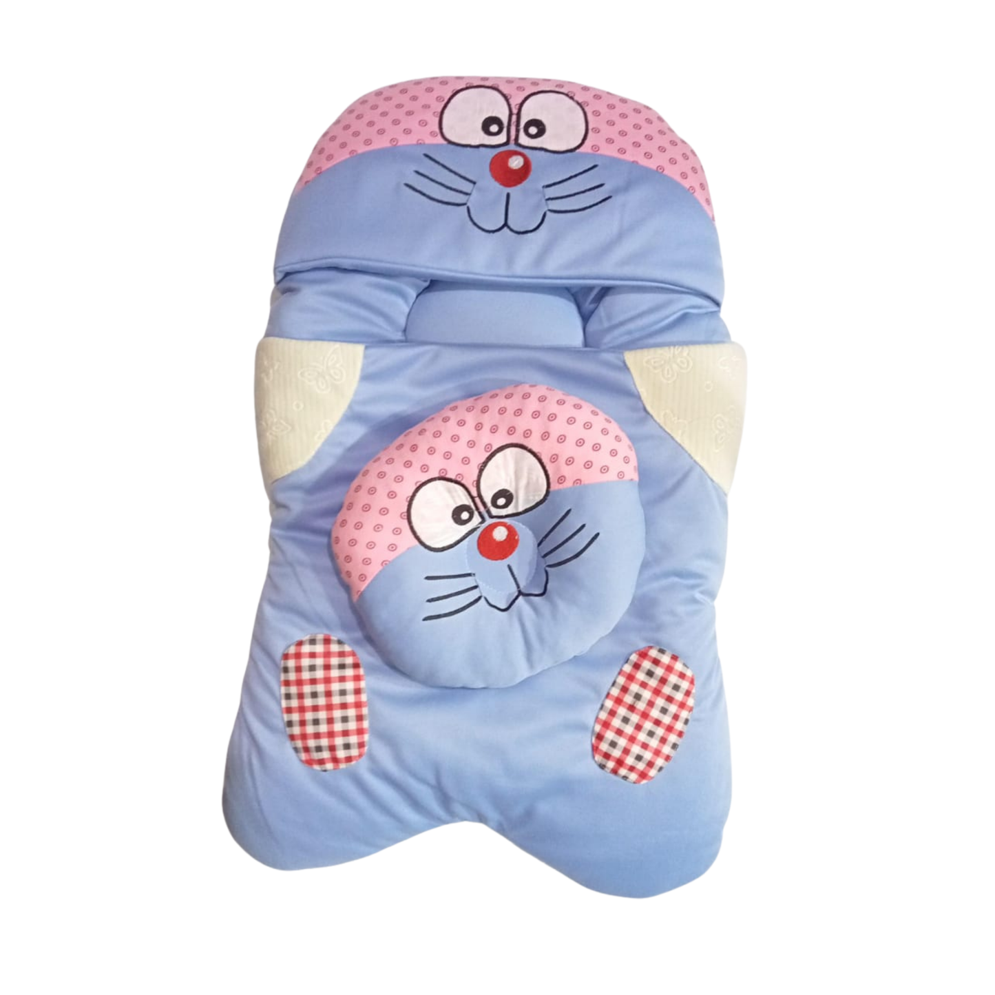 Cute Cartoon Cat Baby Sleeping Nest with Head Support Pillow