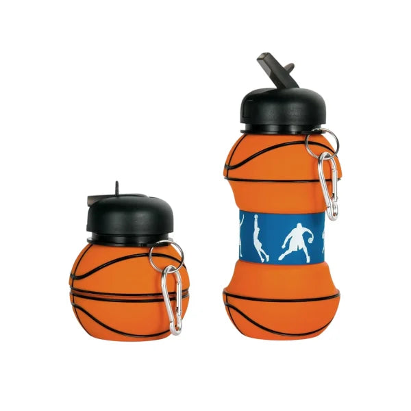 Collapsible Kid’s Water Bottle With Basketball Design – Leak-proof, Bpa-free, Food Grade Silicone(random Color)