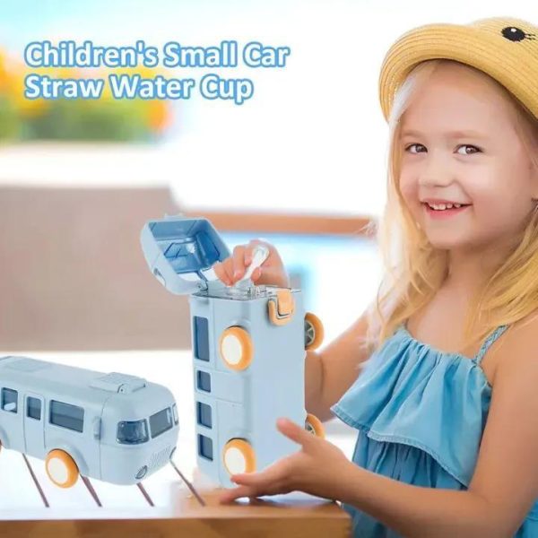 School Bus Water Bottle (straw Bottle) | School Bus Design Kids Water Bottle
