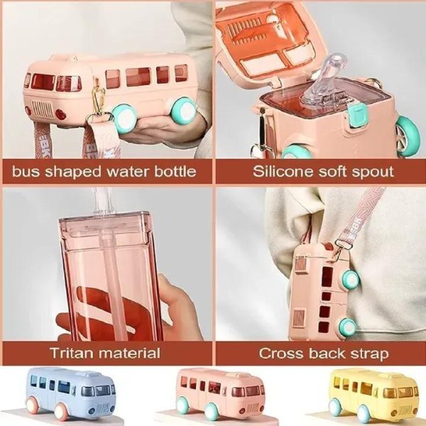 School Bus Water Bottle (straw Bottle) | School Bus Design Kids Water Bottle