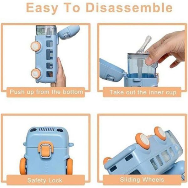 School Bus Water Bottle (straw Bottle) | School Bus Design Kids Water Bottle